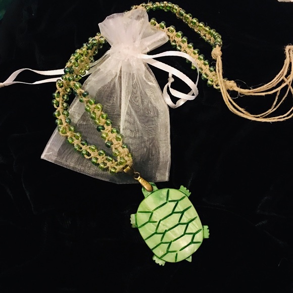 Artisan Handmade Carved Shell Turtle Necklace - Picture 2 of 5